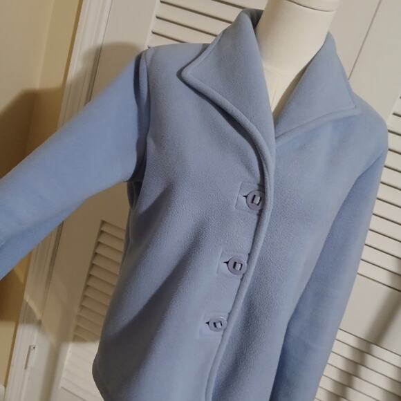 Talbots Petites Woman's S Periwinkle Lightweight Polar Fleece 3-Botton Jacket - Picture 1 of 16